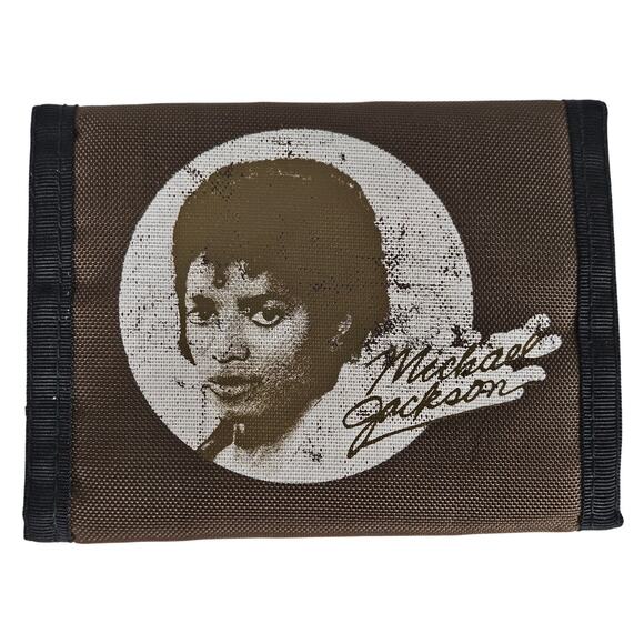 MICHAEL JACKSON UNISEX BROWN NYLON BIFOLD WALLET ORIGINAL VINTAGE 1980s - Picture 1 of 7